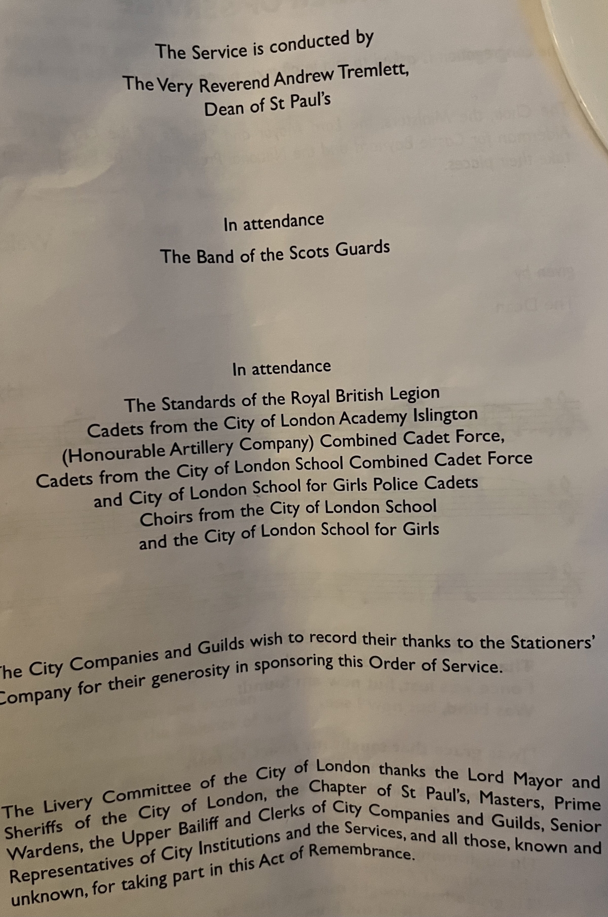 Garden of Remembrance Service St Paul's Cathedral